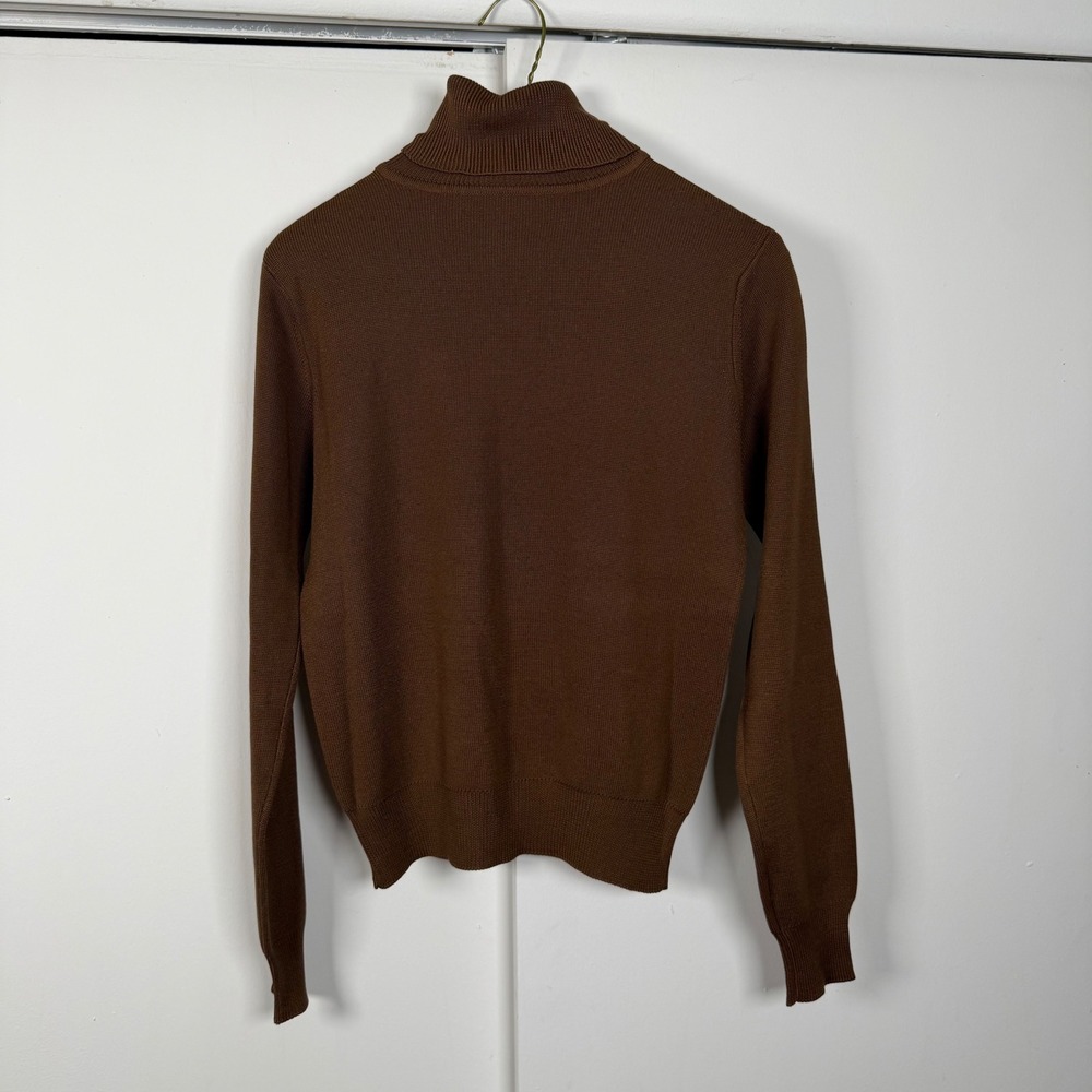 Carlisle 100% Silk Turtleneck Sweater Brown Long Sleeve Knit Top Small